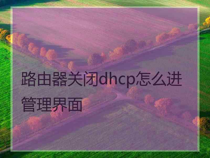 路由器关闭dhcp怎么进管理界面