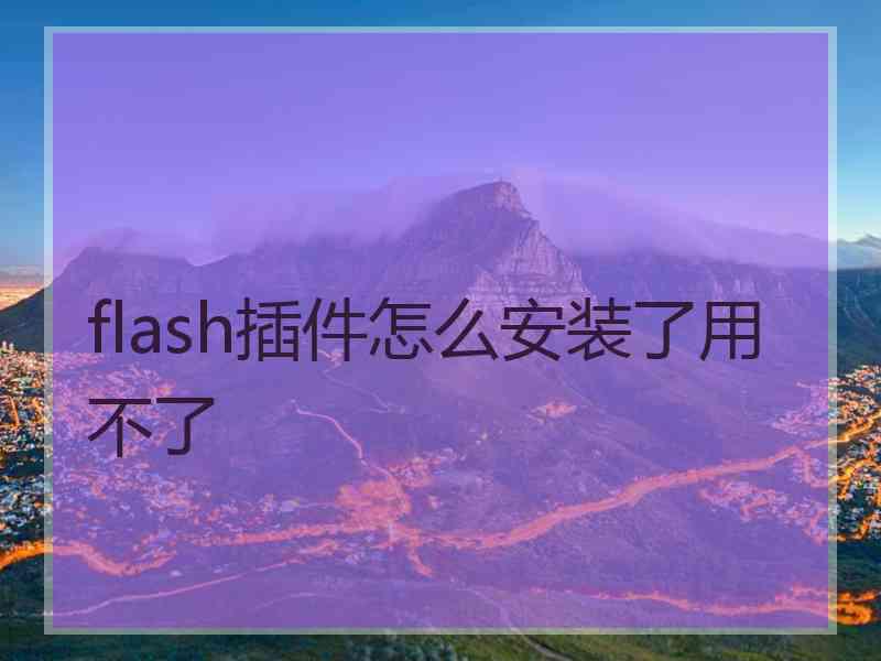 flash插件怎么安装了用不了