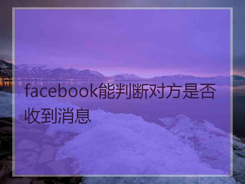 facebook能判断对方是否收到消息