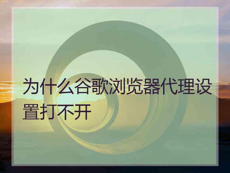 为什么谷歌浏览器代理设置打不开