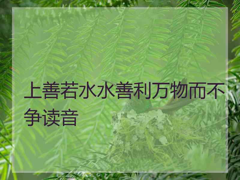 上善若水水善利万物而不争读音