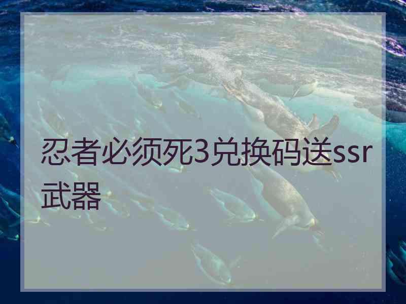 忍者必须死3兑换码送ssr武器