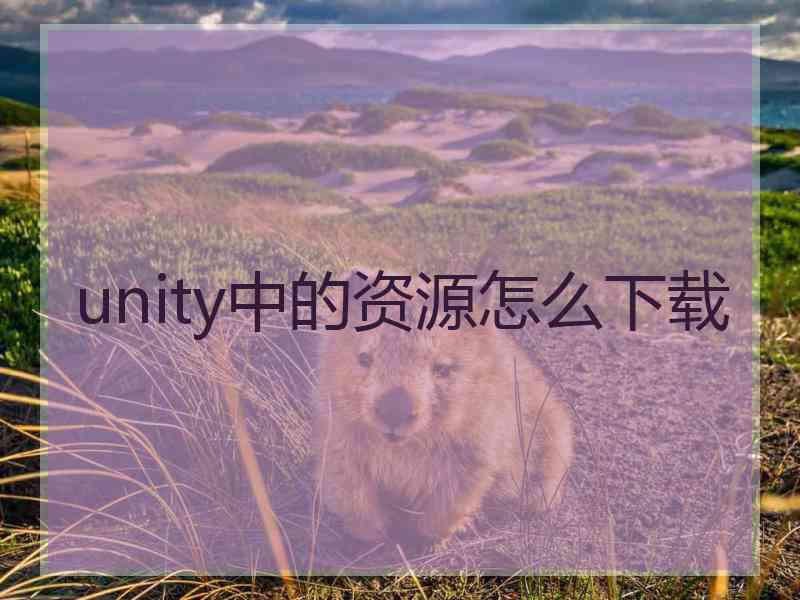 unity中的资源怎么下载