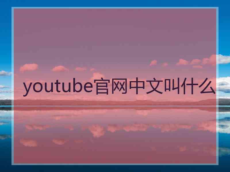 youtube官网中文叫什么