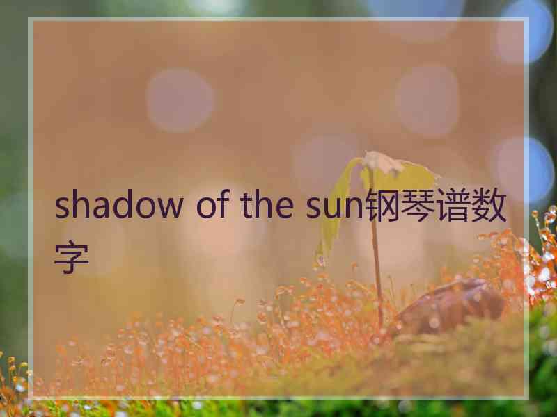 shadow of the sun钢琴谱数字