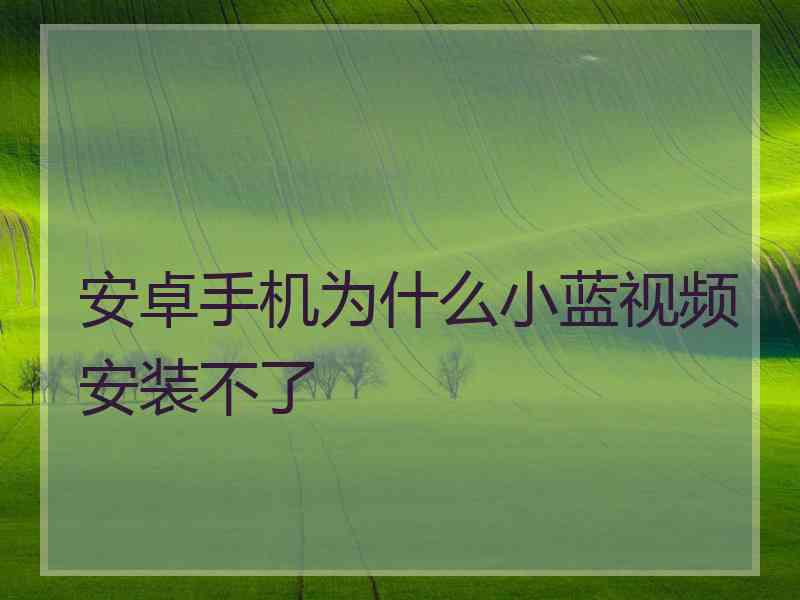 安卓手机为什么小蓝视频安装不了