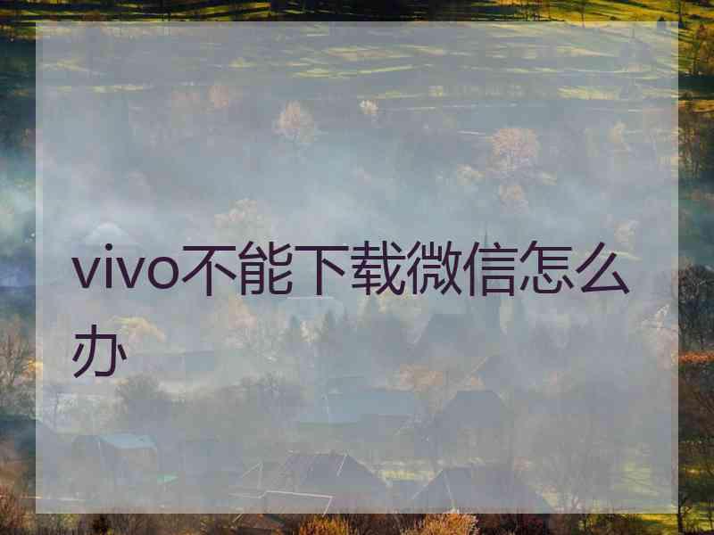 vivo不能下载微信怎么办