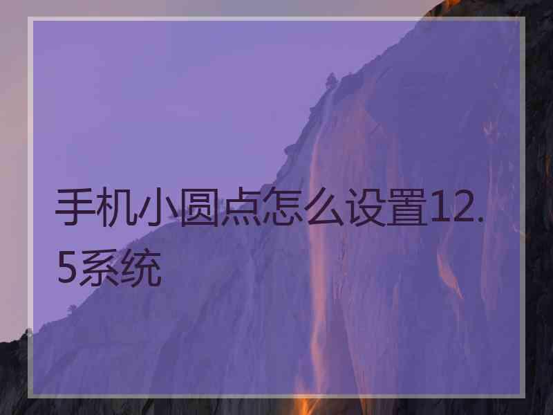 手机小圆点怎么设置12.5系统