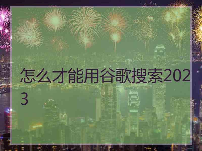 怎么才能用谷歌搜索2023