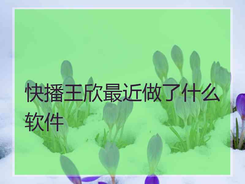 快播王欣最近做了什么软件