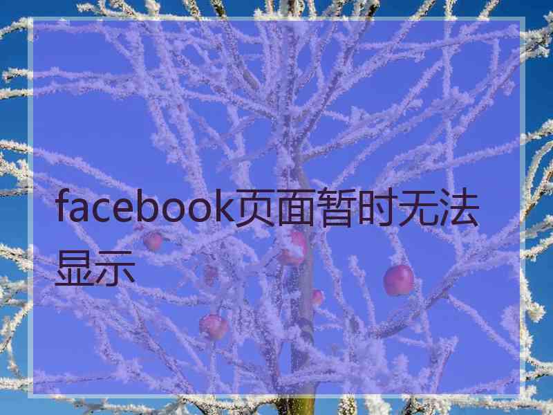 facebook页面暂时无法显示