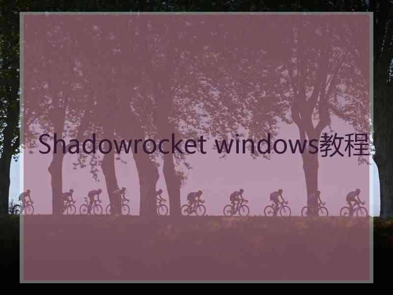 Shadowrocket windows教程