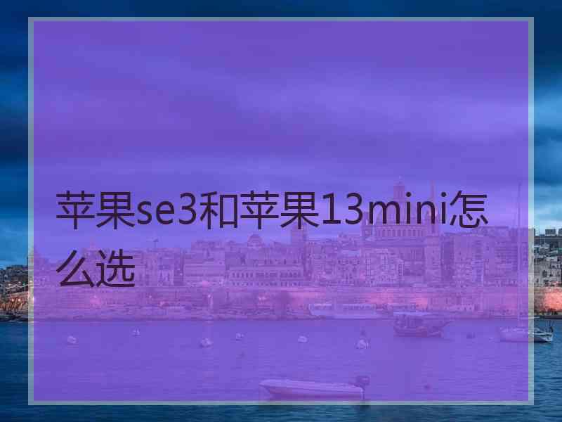 苹果se3和苹果13mini怎么选