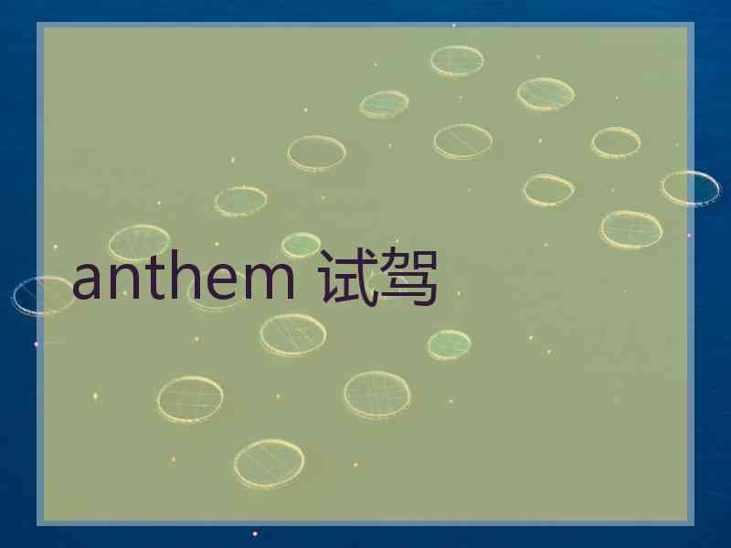 anthem 试驾