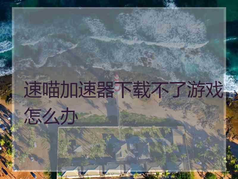 速喵加速器下载不了游戏怎么办