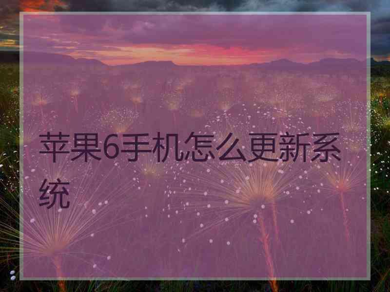 苹果6手机怎么更新系统