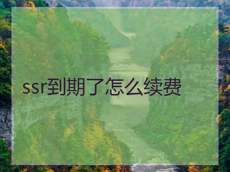 ssr到期了怎么续费