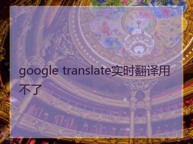 google translate实时翻译用不了