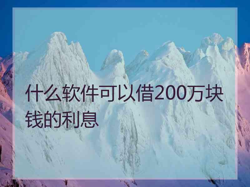 什么软件可以借200万块钱的利息