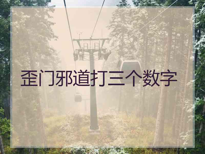 歪门邪道打三个数字