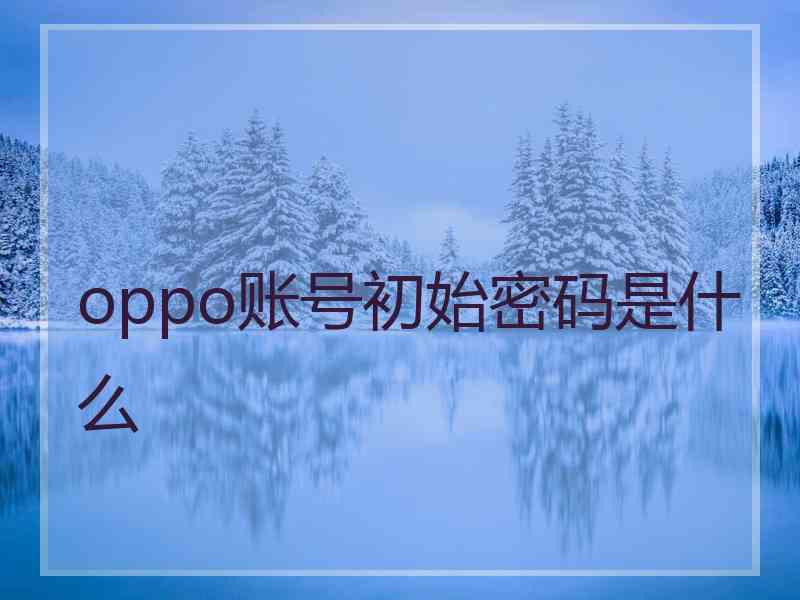 oppo账号初始密码是什么