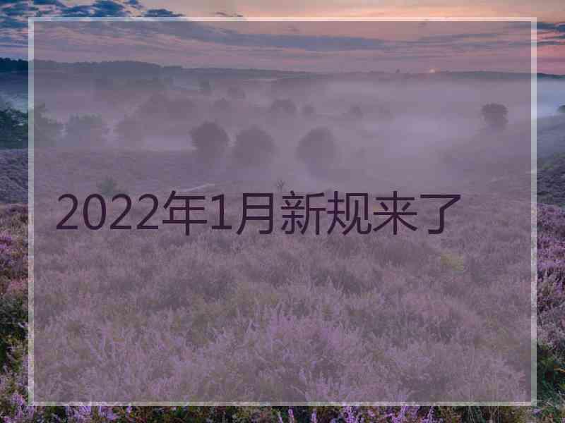 2022年1月新规来了