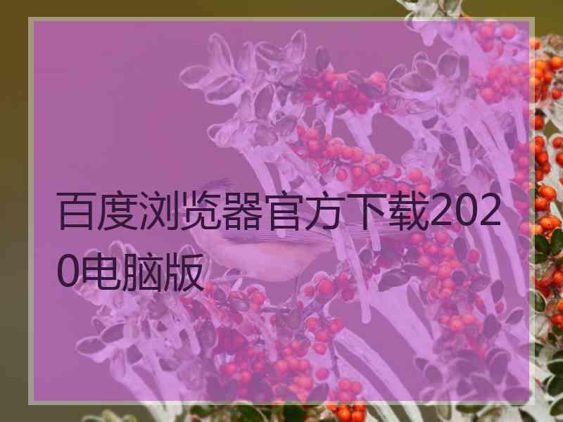 百度浏览器官方下载2020电脑版