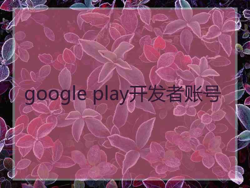 google play开发者账号