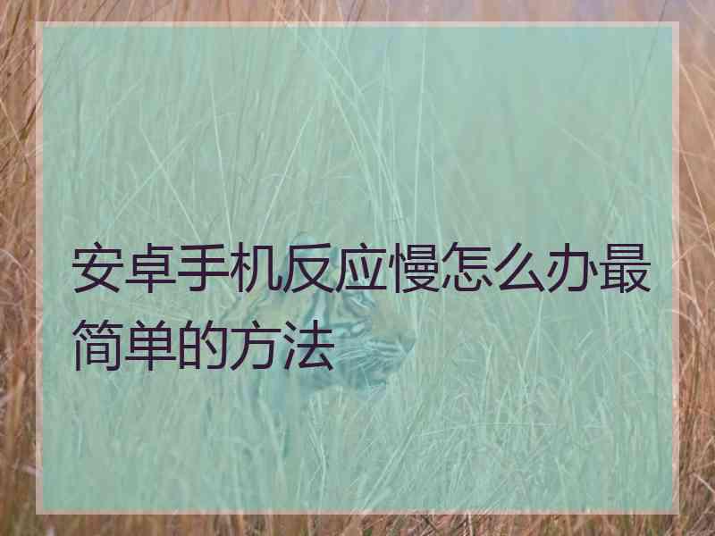 安卓手机反应慢怎么办最简单的方法