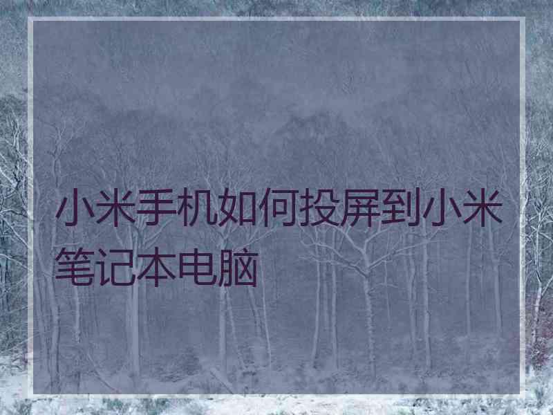 小米手机如何投屏到小米笔记本电脑