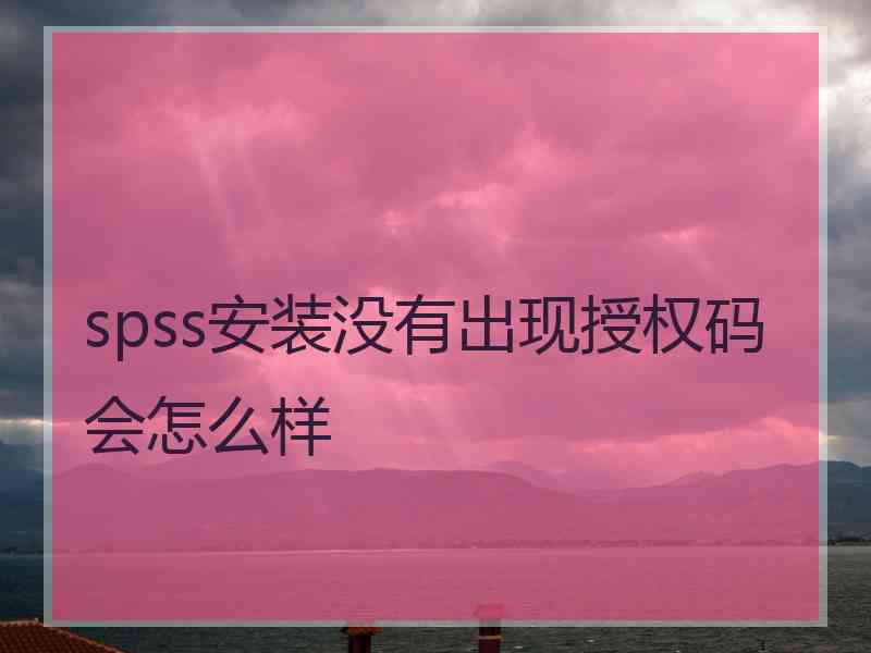 spss安装没有出现授权码会怎么样