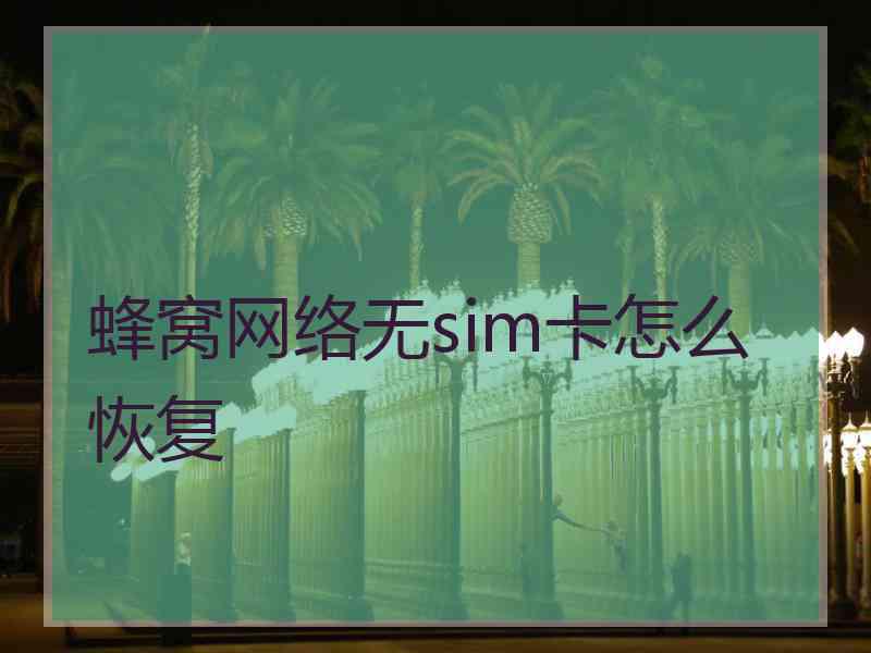 蜂窝网络无sim卡怎么恢复