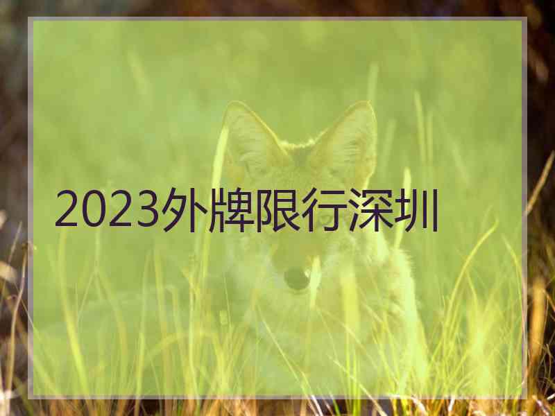 2023外牌限行深圳