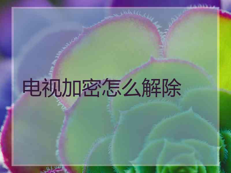 电视加密怎么解除