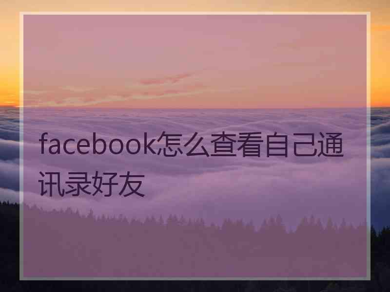 facebook怎么查看自己通讯录好友