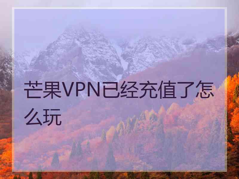 芒果VPN已经充值了怎么玩