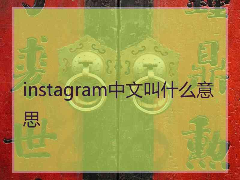 instagram中文叫什么意思