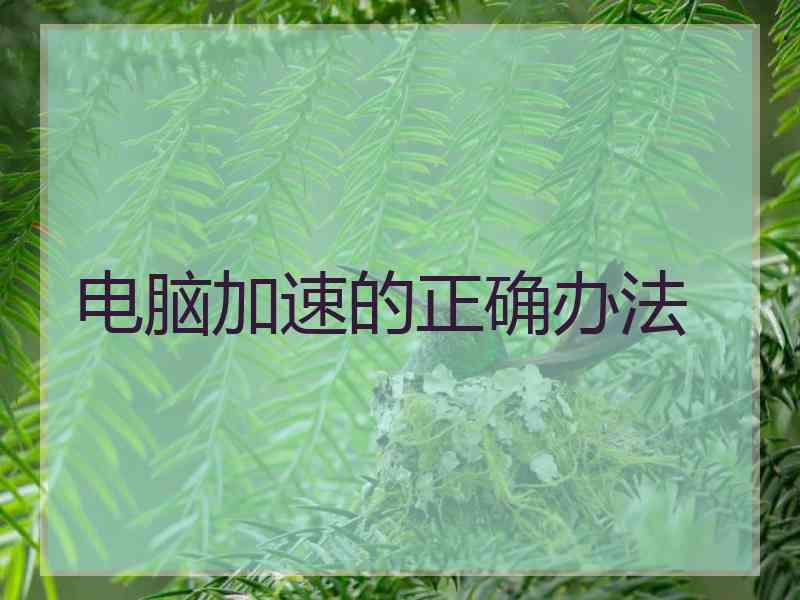 电脑加速的正确办法