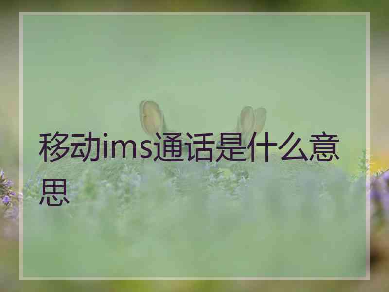 移动ims通话是什么意思