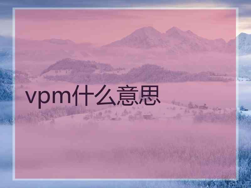 vpm什么意思