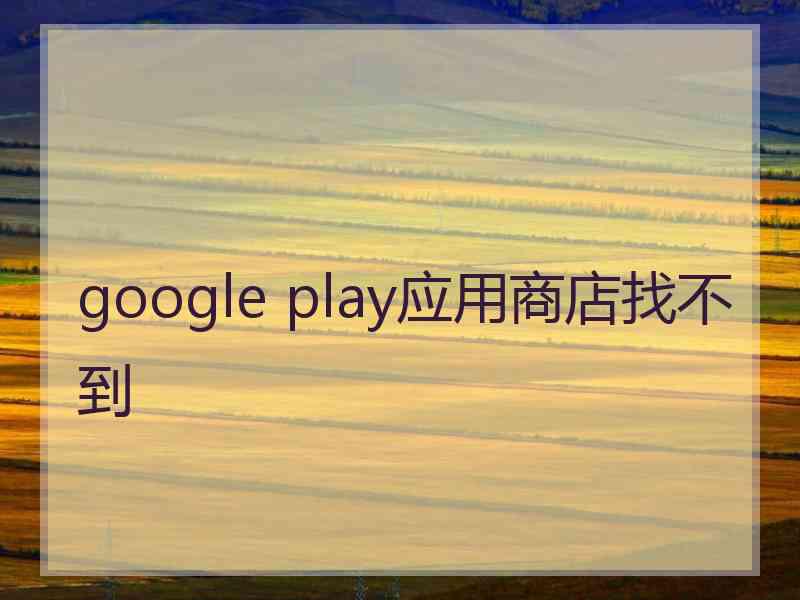 google play应用商店找不到