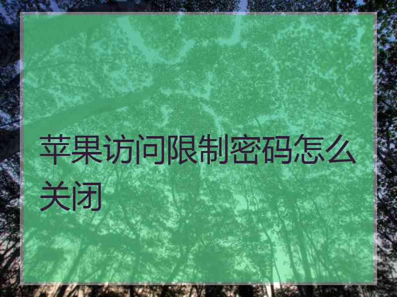 苹果访问限制密码怎么关闭