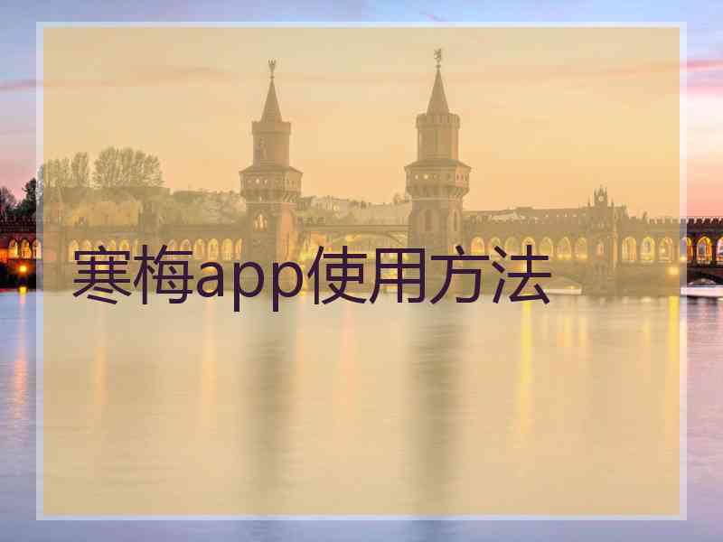 寒梅app使用方法